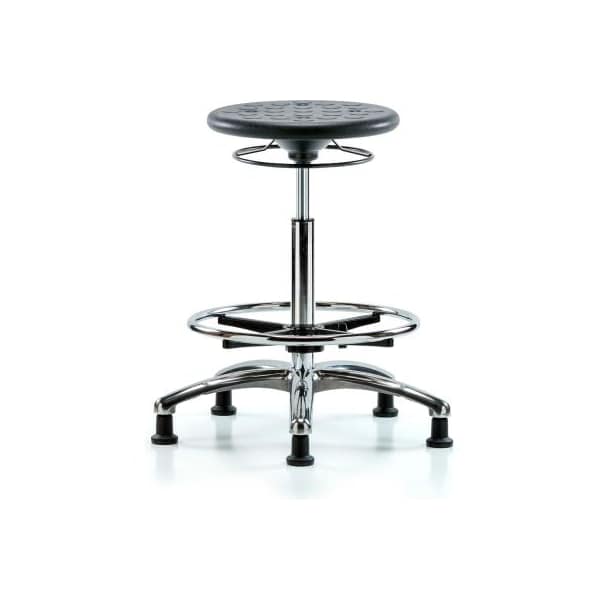 E Com Blue Ridge Ergonomics Cleanroom Stool W/ Glides and Footring - High Bench Height - Black CLR-IPHBSO-CR-CF-RG-BLK - main
